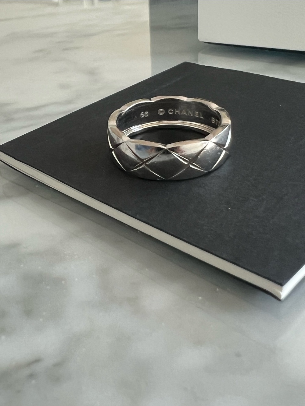 Chanel Coco Crush White Hold Ring Size 56